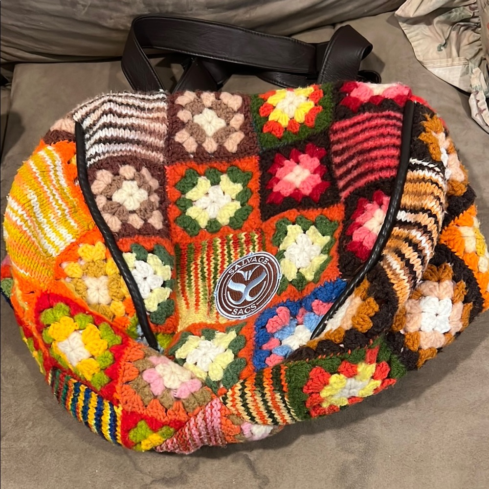 Salvage Sacs Multicolor Crochet Patchwork Bag